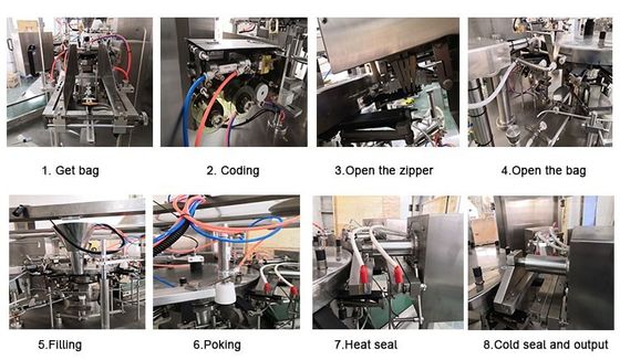 Automatic Chips Tea Biscuit Rotary Doypack Packing Machine 304SS Frame