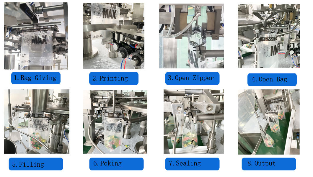 Premade Bag Rotary Packing Machine For Snacks Candy Chocolaye