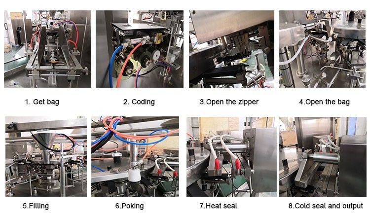 50bags/Min PLC Controlled Rotary Pouch Packing Machine For Candy Chocolate