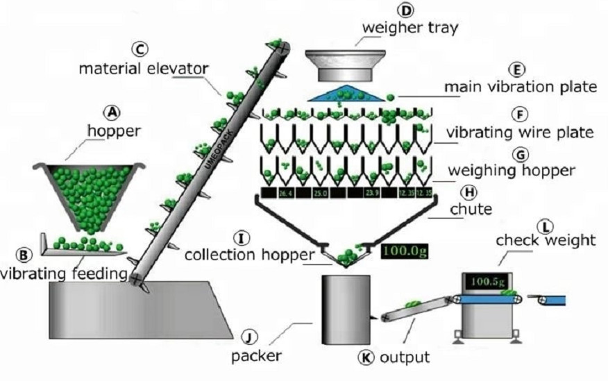 Big Target Weight Multihead Weighers For Salad Vegetables