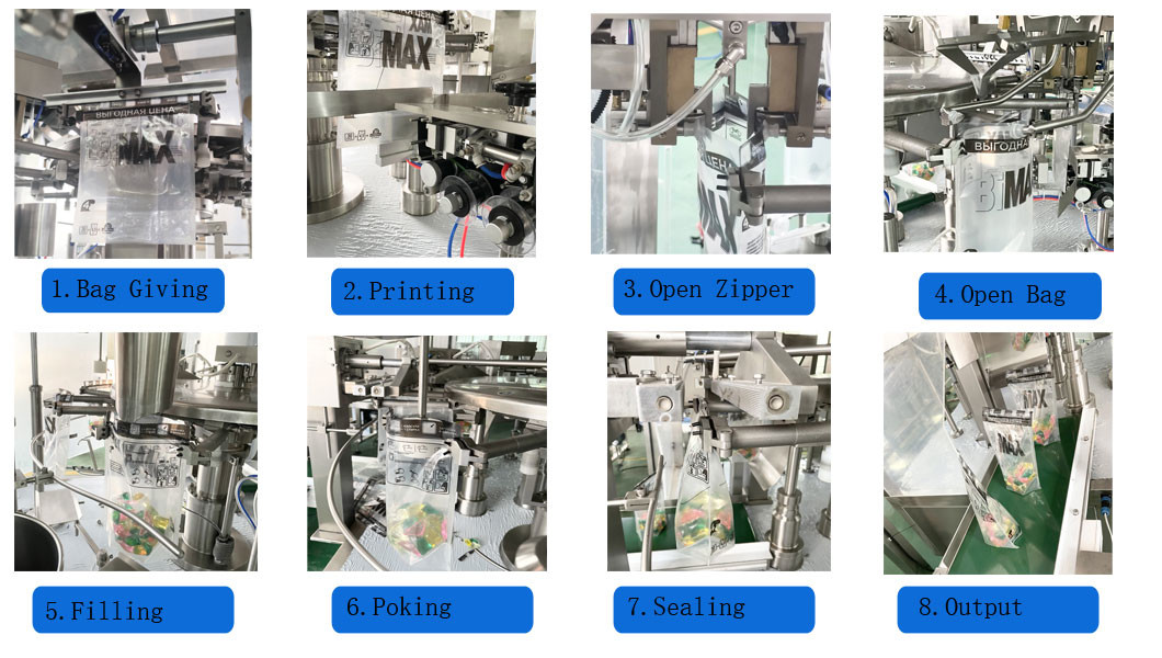 Premade Bag Rotary Packing Machine For Snacks Candy Chocolaye